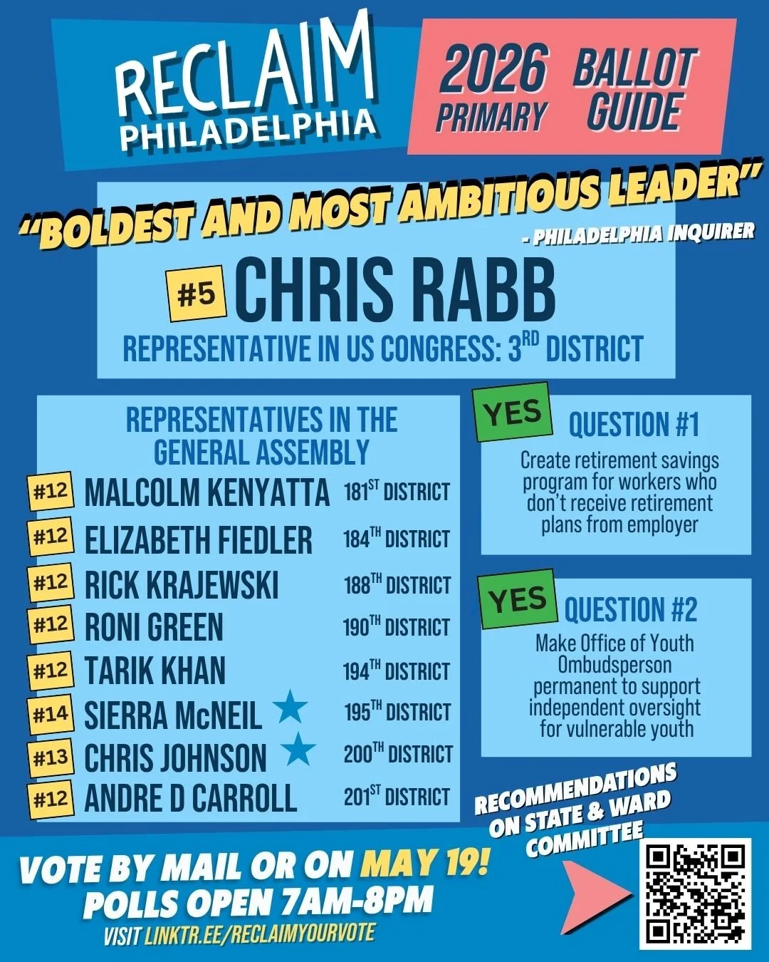 Reclaim Philadelphia's 2026 Primary Election Ballot Guide